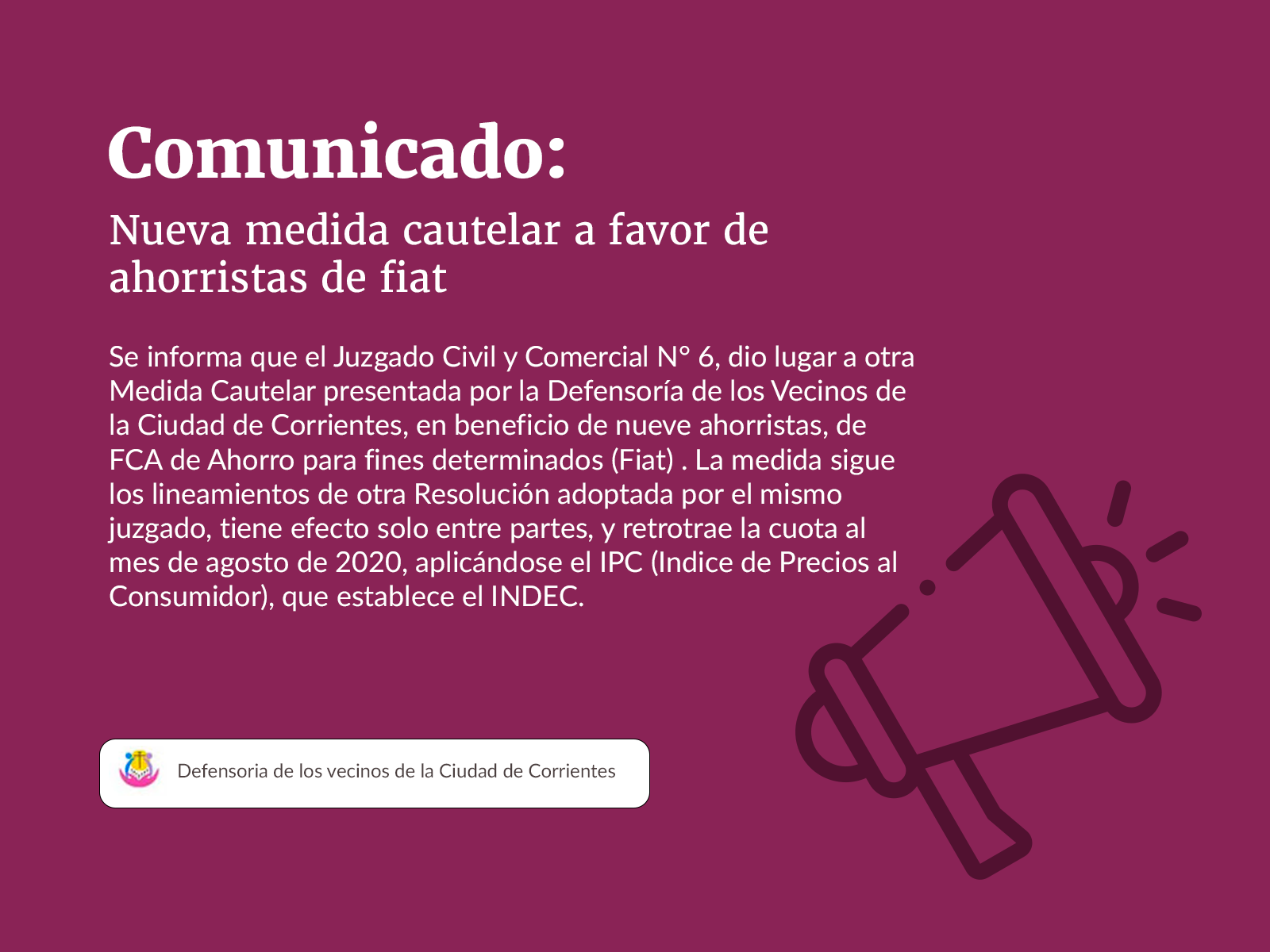 Comunicado Ahorristas de Fiat